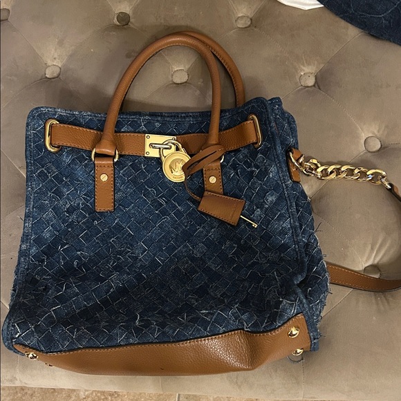 Michael Kors Handbags - Michael Kors Denim and Tan Tote